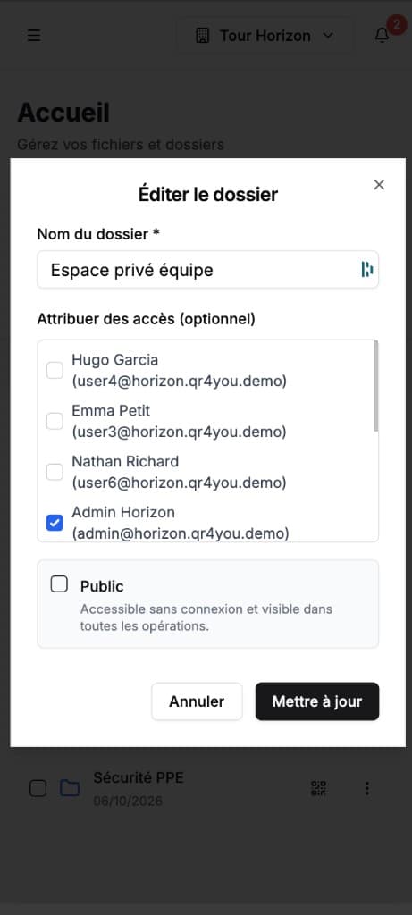 Sécurisez — écran mobile